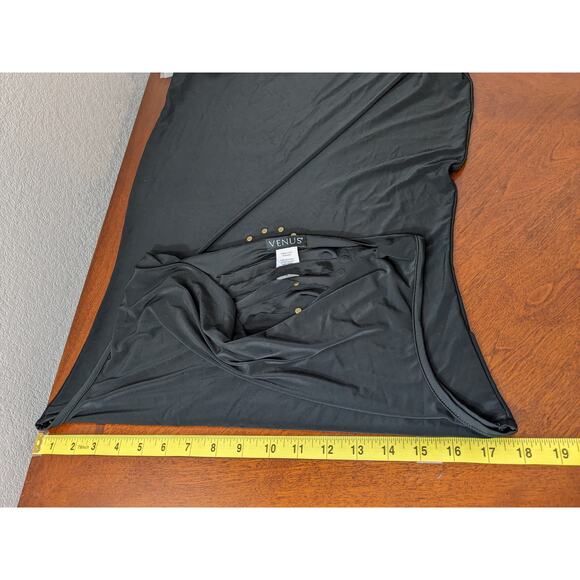 Venus Club‎ Cutout Back Dress M Black Drape Bodycon Studs Mini Party Sleeveless - Picture 5 of 9